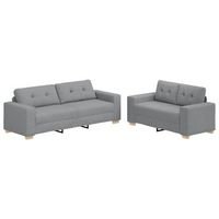juego de sofa de 2 piezas con cojines tela gris claro vidaxl