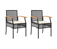 vidaxl sillas de jardin con cojin 2 uds ratan pe negro y madera acacia
