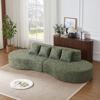 Sofá Modular De Cuatro Plazas, 310 Cm, Verde, Espuma De Alta Densidad Y Dos Piezas