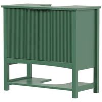 mueble bajo lavabo de madera con puerta y estante abierto r 65 x 32 x 62 cm r verde oscuro