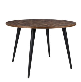 Mesa redonda de madera reciclada y acero negro