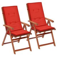 juego de 2 cojines para sillas de jardin en tela roja 120x50x3 cm dec021549
