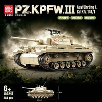 quan guan 100247 pzkpfwiii ausfl bloques de construccion de modelo de tanque 959 piezas diy ladrillos de vehiculo blindado para armar juguete coleccionable