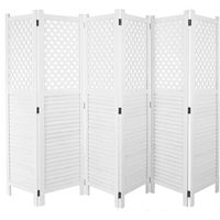 biombo mampara mampara privacidad 6 paneles 170x245cm en madera blanca 040003910