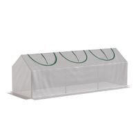 outsunny invernadero de jardin mini invernadero 3 ventanas enrollables cubierta en pe de alta densidad 140 gm 180 x 60 x 60 cm blanco   aosom espana