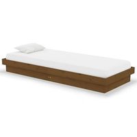estructura de cama individual sin colchon madera marron miel vidaxl