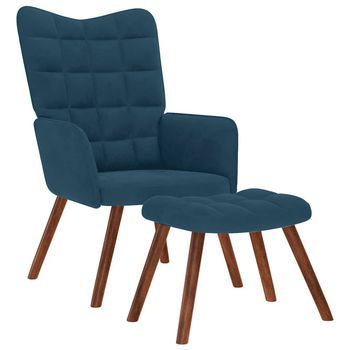 Sillón De Relax Con Reposapiés Terciopelo Azul Vidaxl