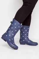 botas de agua azules de lunares de cana media