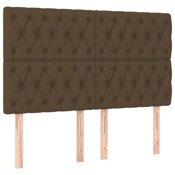 Cabecero De Cama Marrón Oscuro 160x7x118/128 Cm Tela Vidaxl