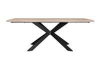 mesa de comedor tapa 36 mm de grosor color roble estructura metalica