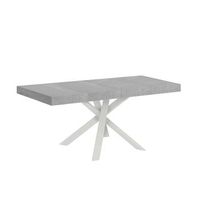 mesa extensible 90x90194 cm clerk premium tapa de cemento - patas blancas