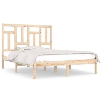Cama Matrimonial | Cama Doble | Estructura De Cama Sin Colchón Madera Maciza De Pino 160x200 Cm Cfw12922