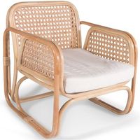 silla de salon de ratan - silla de diseno boho bali - qawa blanco