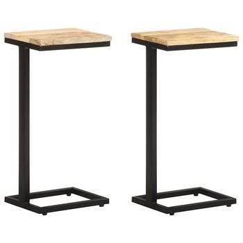 Mesitas Auxiliares 2 Uds Madera Mango Rugosa 31,5x24,5x64,5 Cm Vidaxl