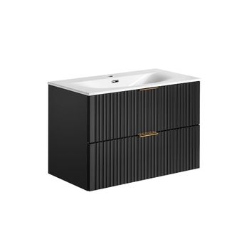 Mueble lavabo individual encastrado tableros de melamina y mdf negro