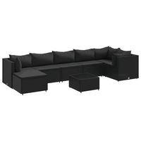 set de muebles de jardin 8 pzas y cojines ratan sintetico negro vidaxl