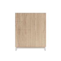 zapatero de melamina roble claro patas blanco 112x90x27 cm
