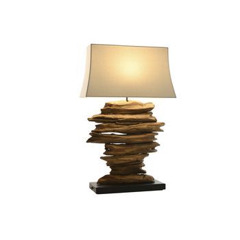 Lampara Sobremesa Teca Hierro 50x22x80