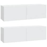 muebles tv de pared 2 uds madera ingenieria blanco 100x30x30 cm vidaxl