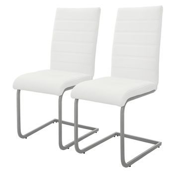 Juego 2x Sillas De Comedor Tapizadas De Pu Blanco Ml-design