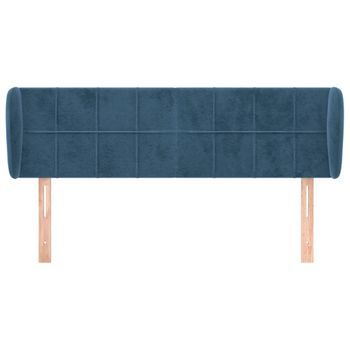 Cabecero Cama Mueble De Dormitorio De Terciopelo Oscuro 147 X 23 X 78/88 Cm Azul M02_0007987