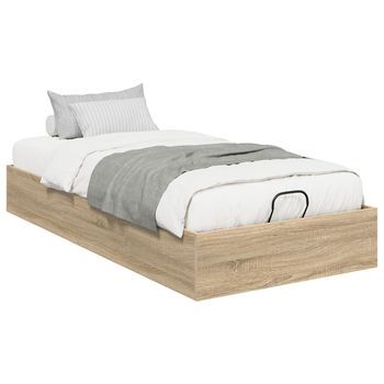 Cama Individual | Cama Para Adulto | Estructura De Cama Ottoman Roble Sonoma 203 X 80,5 X 25 Cm