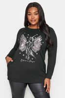 yours top negro adornado diseno unicornio mujer curvy y tallas grandes yours