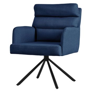 Silla de comedor giratoria azul oscuro tapizado respaldo extraíble