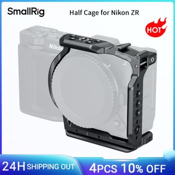 SmallRig ZR Half Cage para Nikon ZR, Placa de Liberación Rápida Arca-Swiss Integrada para Gimbal DJI con Orificios Roscados de 1/4