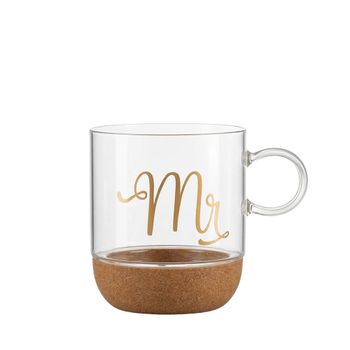 Taza de vidrio con fondo de corcho 