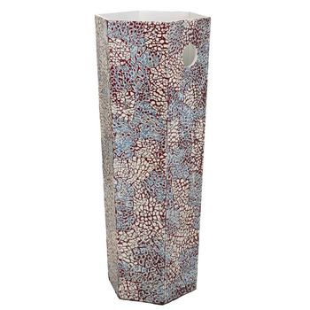 Paragüero De Capiz Blanco, Rojo Y Azul Estampado 24x24x58h Cm