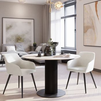 2 sillas de comedor con diseño de pana 58 x 62 x 82 cm crema/negro