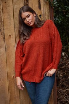 Yours Jersey Naranja De Punto Con Rotos, Mujer Curvy Y Tallas Grandes, Yours