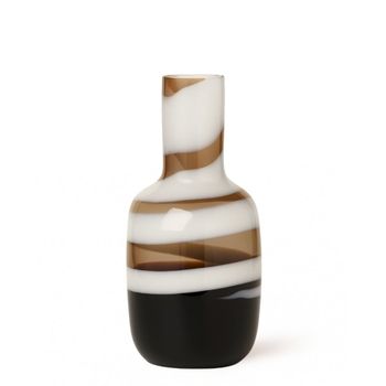 Jarrón decorativo de vidrio marrón y blanco h40