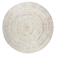 pack de 6 bajoplatos redondos de ratan en tono blanco d35cm