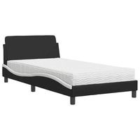 cama con colchon dover cuero sintetico negro y blanco 100x200 cm vidaxl