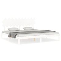 cama doble  cama para adultos  estructura de cama con cabecero madera maciza blanco 200x200 cm