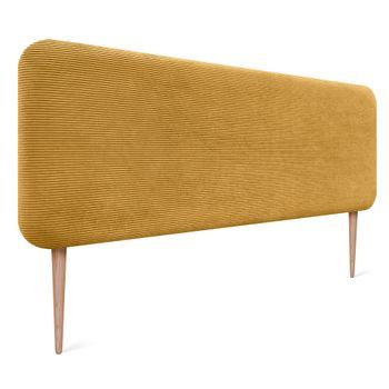 Dhome Cabecero Tapizado En Pana Con Patas Redondeado Para Pared Acústicos Cabeceros Absorbentes Cabezal Cama Dormitorio (mostaza, 150cm)