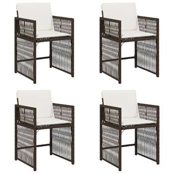Pack 4 Uds Sillas De Jardín | Silla De Exterior | Sillón Con Cojinesratán Sintético Marrón