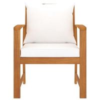 pack 2 uds sillas de jardin  silla de exterior  sillon con cojin crema madera maciza de acacia
