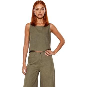 I Am Camiseta tirantes Top Lino Minimalista 17612 para mujer