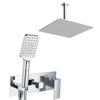 Kibath Grifo Empotrado De Ducha Equipo De Techo Monomando Que Cuadrado Acabado Cromo Brillo Fabricado En Latón