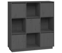 vidaxl aparador alto de madera maciza de pino gris 1105x35x117 cm