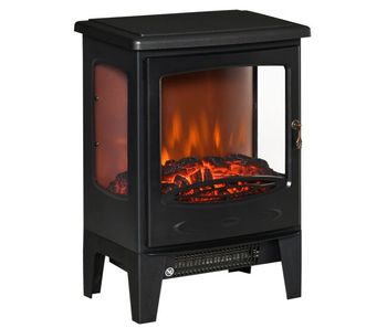 Homcom chimenea eléctrica 900w/1800w chimenea decorativa de pie con ventanas efecto de llama temperatura ajustable y protección sobrecalentamiento para 20-25 ㎡ negro