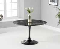 brighton 120cm round marble black dining table