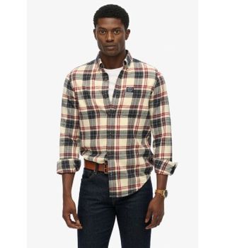 Superdry para hombre. M4011047A Camisa Lumberjack marrón (M), Casual, Algodón, Manga larga