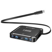 gan tech blitzwolf bw-s32 cargador digital de 130w 5 en 1 con cable retractil carga rapida estacion de carga de escri