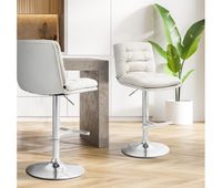 set de 2 taburetes de bar damar en terciopelo crema 56x42x94 cm