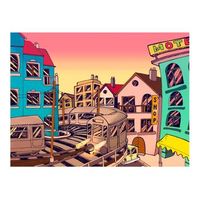 papel pintado 3d - morning in a city 350x270 cm