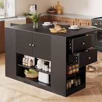 isla de cocina cajones estantes aparador negro